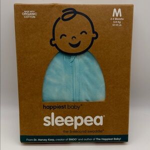 New Sleepea Happiest Baby Swaddle Sleep Tie Dye Blue Sz M 2-4 Months 12-18 Lbs